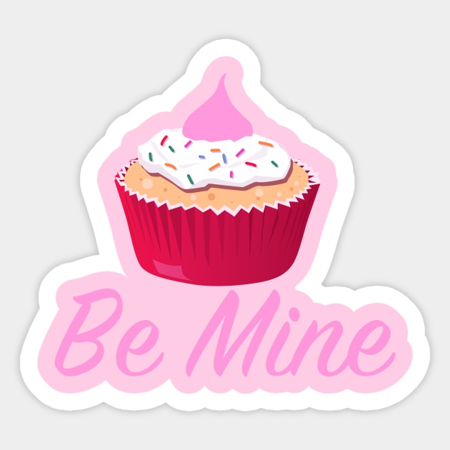 Be Mine Valentine Cupcake Sticker by epiclovedesigns